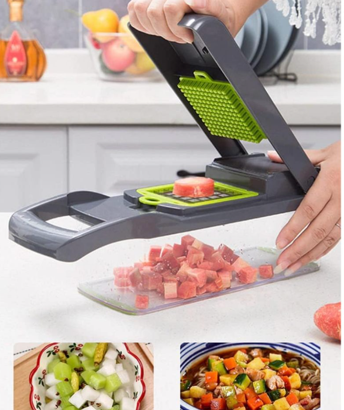 Kit Cortador e Descascador de Alimentos Multifuncional com armazenamento