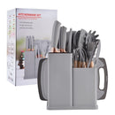 Conjunto Premium de 19 Utensílios de Cozinha em Silicone e Madeira